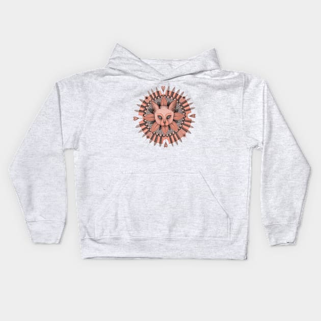 pink cat mandala Kids Hoodie by KindSpirits